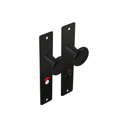 Dulimex zwart binnendeurbeslag knop/knop paddenstoelmodel op kortschild, WC63/8 set