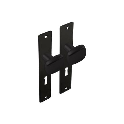 Dulimex zwart binnendeurbeslag knop/knop trapeziummodel op kortschild, BB56 set