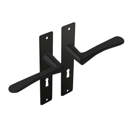 Dulimex zwart binnendeurbeslag kruk/kruk vlindermodel op kortschild, BB56 set