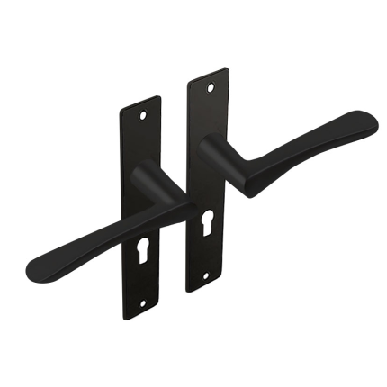Dulimex zwart binnendeurbeslag kruk/kruk vlindermodel op kortschild, PC55 set