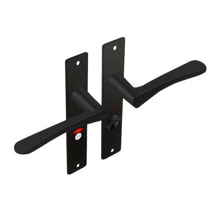 Dulimex zwart binnendeurbeslag kruk/kruk vlindermodel op kortschild, WC63/8 set