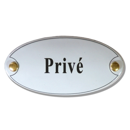 Emaille deurbordje 'Privé'