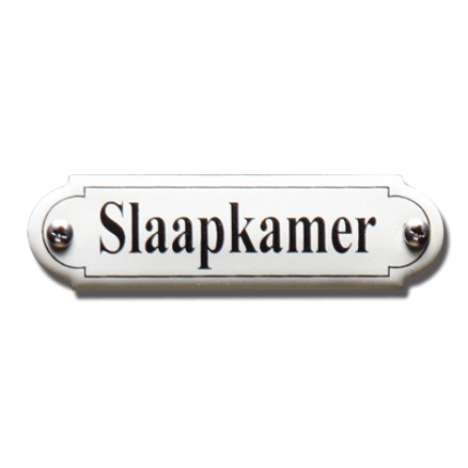 NP-KS-R1-19 TopEmaille Crème deurbordje 'Slaapkamer' gebold klassiek 80x22mm
