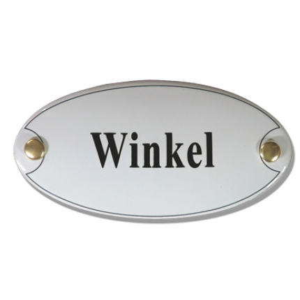 Emaille deurbordje 'Winkel'