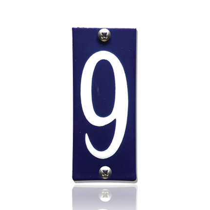 Emaille huisnummer 9 blauw, 40 x 100 mm