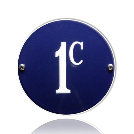 Emaille huisnummer blauw, 100 mm