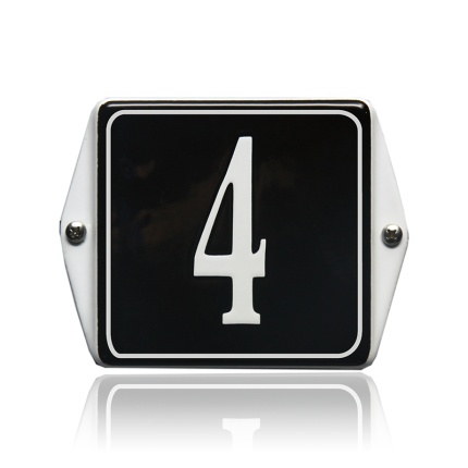 Emaille huisnummer zwart, 60 x 60 mm