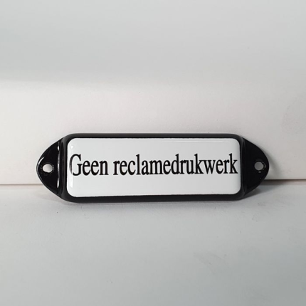 'Geen Reklamedrukwerk' brievenbusbord emaille model oor
