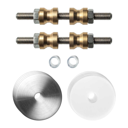 Glasdeur bevestigingsset t.b.v grepen met dubbelzijdige bevestiging RVS rozet 35x2mm