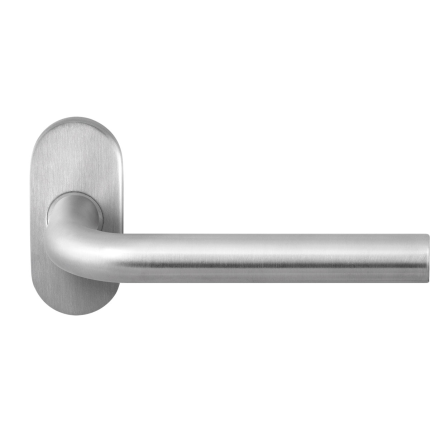 GPF1001.04R deurkruk op ovale rozet, 70x32x10mm Aka rechtswijzend RVS