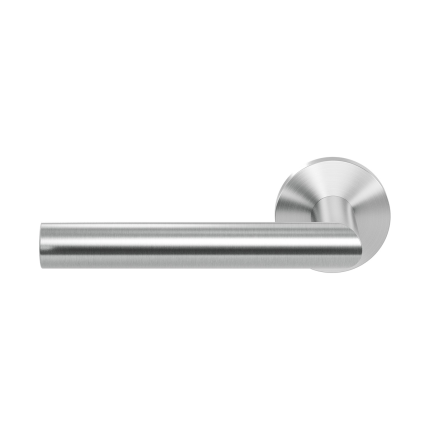 GPF1015.00L/R Toi deurkruk op ronde rozet, 50x8mm links rechtswijzend RVS