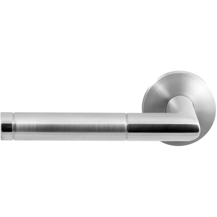 GPF1040.00L/R Kohu deurkruk op ronde rozet RVS, 50x8mm links rechtswijzend rvs