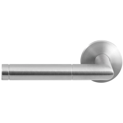 GPF1042.00L/R Kohu deurkruk op ronde rozet RVS, 50x8mm links rechtswijzend rvs