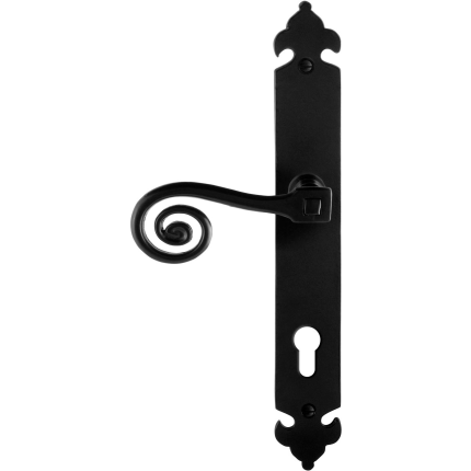 GPF6200.60L smeedijzer zwarte deurkruk Kera op langschild PC85 291x41x4mm, linkswijzend