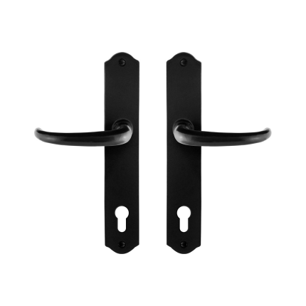 GPF6205.60 smeedijzer zwarte deurkruk Uhka op schild PC92, 238x41x4mm