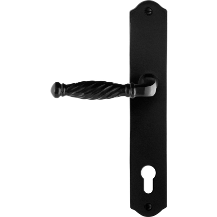 GPF6225.60L/R smeedijzer zwarte deurkruk Tuli op schild PC92 238x41x4mm, links-/rechtswijzend