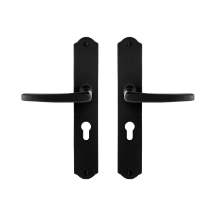 GPF6230.60 smeedijzer zwarte deurkruk Eno op schild PC55, 238x41x4mm