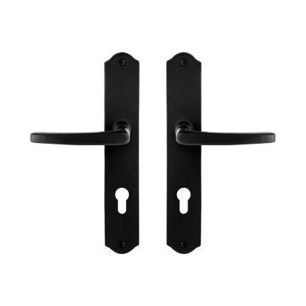 GPF6230.60 smeedijzer zwarte deurkruk Eno op schild PC72, 238x41x4mm