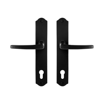 GPF6230.60 smeedijzer zwarte deurkruk Eno op schild PC92, 238x41x4mm