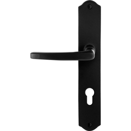 GPF6230.60L/R smeedijzer zwarte deurkruk Eno op schild PC72 238x41x4mm, links-/rechtswijzend