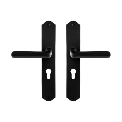 GPF6235.60 smeedijzer zwarte deurkruk Ilo op schild PC55, 238x41x4mm