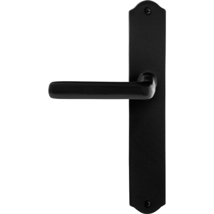 GPF6235.60L/R smeedijzer zwarte deurkruk Ilo op schild 238x41x4mm, links-/rechtswijzend