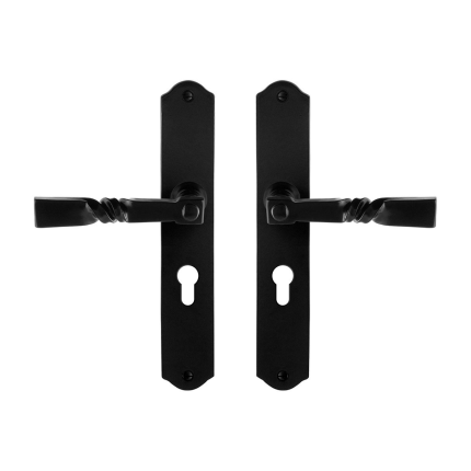 Smeedijzer Zwarte Deurkruk Nokka op Schild PC55, 238x41x4mm GPF6245.60 