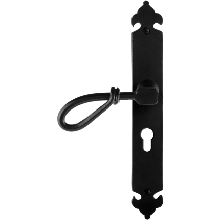 GPF6255.60L smeedijzer zwarte deurkruk Sula op langschild PC55 291x41x4mm, linkswijzend