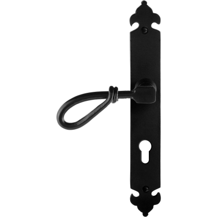 GPF6255.60L smeedijzer zwarte deurkruk Sula op langschild PC72 291x41x4mm, linkswijzend