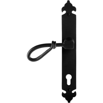 GPF6255.60L smeedijzer zwarte deurkruk Sula op langschild PC92 291x41x4mm, linkswijzend