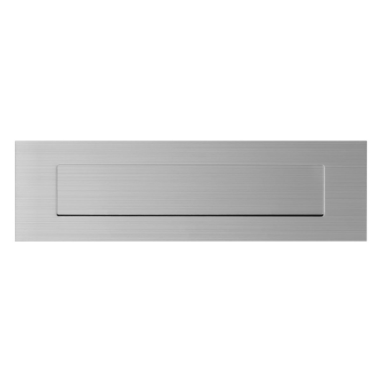 RVS Mat Geborsteld Briefplaat Rechthoekig 350x100x2,5mm Met Naar Binnen Verende Achterliggende Klep GPF9834.09
