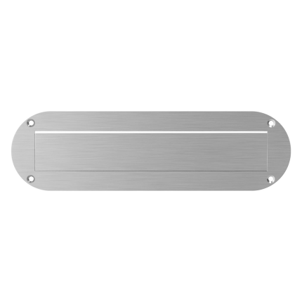 GPF9837.09 RVS mat geborsteld tochtklep ovaal 350x100x2,5mm met rechthoekige vlakke naar binnenvallende klep