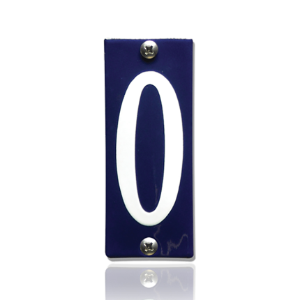 Huisnummer 0 emaille blauw, 40 x 100 mm
