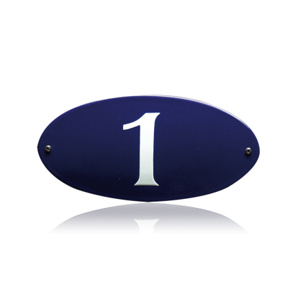 Huisnummer emaille blauw, 200 x 100 mm