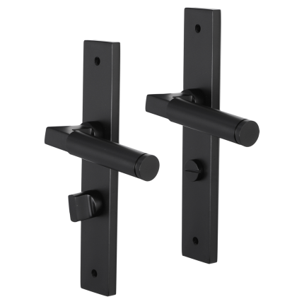 Impresso Aston deurkruk op schild met schroeven rechthoekig 226x41x10mm WC63/8 Zwart