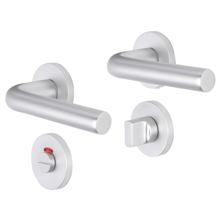 Impresso Bolton deurkruk op rozet 53x9mm Aluminium met toiletgarnituur