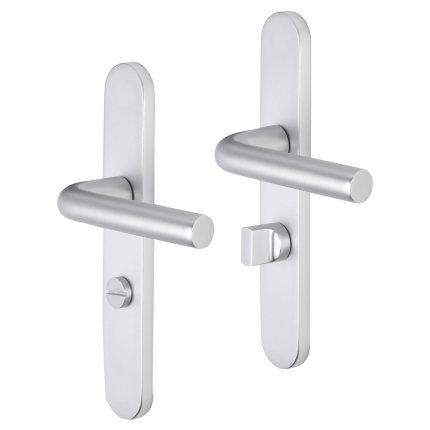Impresso Bolton deurkruk op schild afgerond 225x41x10mm WC63/8 Aluminium