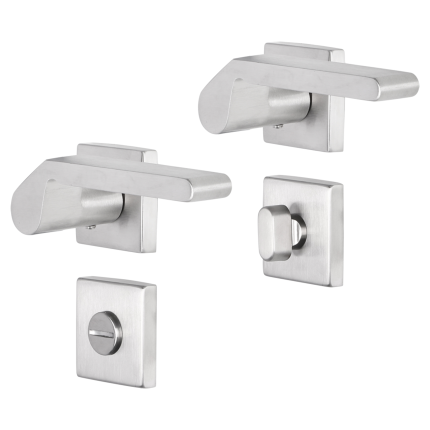 Impresso Boston deurkruk op rozet 53x53x9mm RVS geborsteld met toiletgarnituur