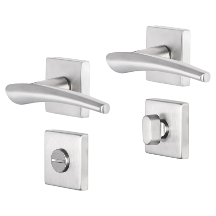 Impresso Boston deurkruk op rozet 53x53x9mm RVS geborsteld met toiletgarnituur