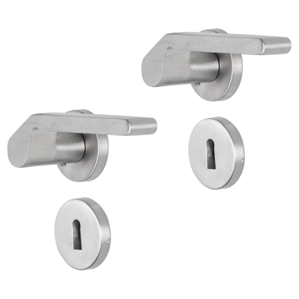 Impresso Boston deurkruk op rozet 53x9mm RVS geborsteld met sleutelrozet