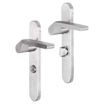 Impresso Boston deurkruk op schild afgerond 225x41x10mm WC63/8 RVS geborsteld