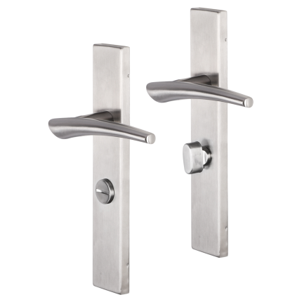 Impresso Boston deurkruk op schild rechthoekig 226x41x10mm WC63/8 RVS geborsteld