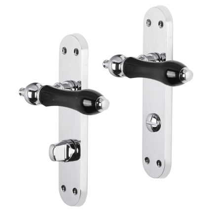 Impresso Bracknell deurkruk op schild met schroeven afgerond 225x41x10mm WC63/8 Chroom