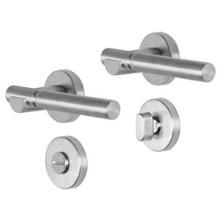Impresso Bretton deurkruk op rozet 53x9mm RVS geborsteld met toiletgarnituur