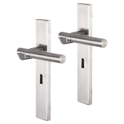 Impresso Bretton deurkruk op schild rechthoekig 226x41x10mm BB56 RVS geborsteld