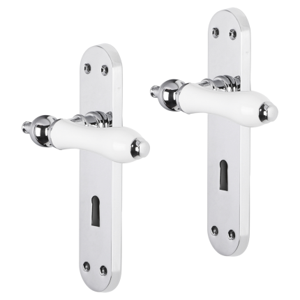 Impresso Brisbane deurkruk op schild met schroeven afgerond 225x41x10mm BB56 Chroom