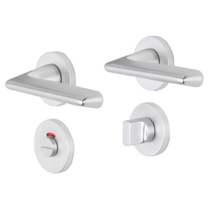 Impresso Bristol deurkruk op rozet 53x9mm Aluminium met toiletgarnituur