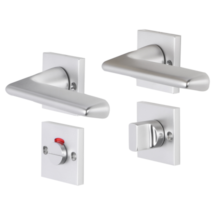 Impresso Bristol deurkruk op rozet met schroeven 53x53x9mm Aluminium met toiletgarnituur