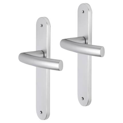 Impresso Burton deurkruk op schild met schroeven afgerond 225x41x10mm blind Aluminium