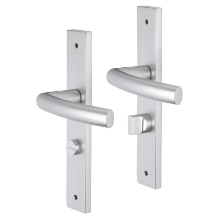 Impresso Burton deurkruk op schild met schroeven rechthoekig 226x41x10mm WC63/8 Aluminium